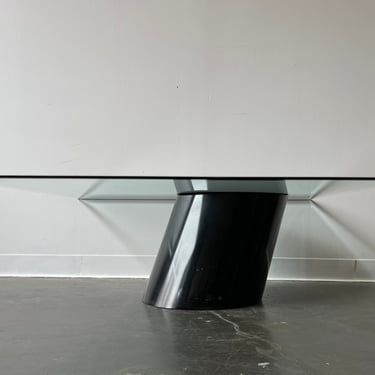 Post modern glass and lacquer  cantilevered coffee table 