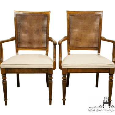 Set of 2 ETHAN ALLEN Classic Manor Solid Maple Cane Back Dining Arm Chairs 15-6010A 