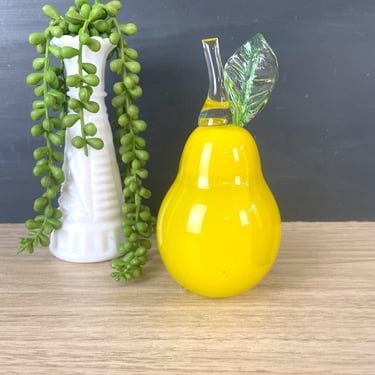 Adam Jablonski art glass pear paperweight - made in Poland 