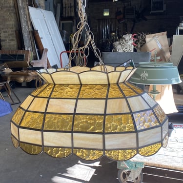 Ivory and Yellow Stained Glass Double Canopy Light