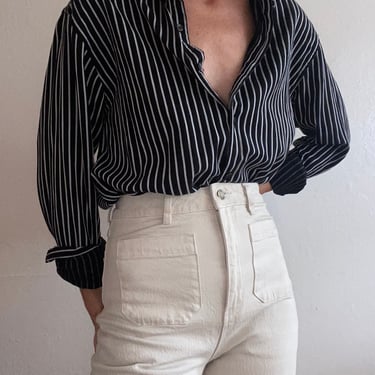 classic striped cotton menswear blouse 