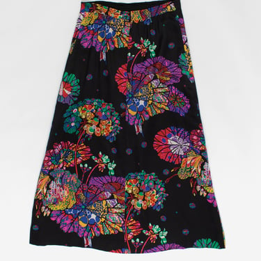 Vintage maxi skirt with bold floral print - Medium / Large 