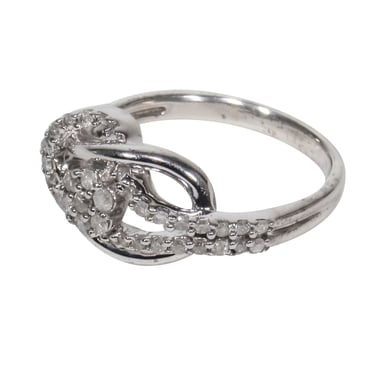 No Label - Sterling Silver Diamond Interlocking Ring Sz 4.5
