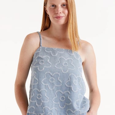 Compañia Fantasica - Woven Floral Halter Top - Denim
