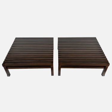 Pair Italian Slatted End Tables / Coffee Tables