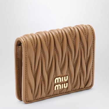 Miu Miu Caramel-Coloured Matelassé Leather Small Wallet Women