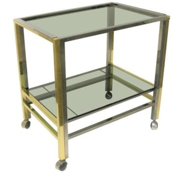 Brass and chrome two tier bar trolley, 1970s - mid century serving trolley - romeo rega style bart cart - vintage bar cart - bar trolley 