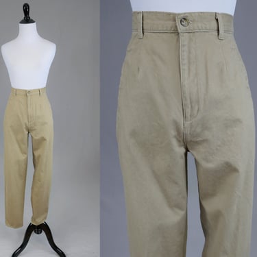 90s Khaki Pants - 26" waist - Paris Sport Club - High Rise Relaxed Fit Tapered Leg - Vintage 1990s - 31" inseam - S 
