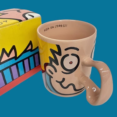 Vintage High on Stress Mug Retro 1990s Contemporary + Dakin + Stanley Papel + Ceramic + Nose for Handle + Novelty Gift + Funny Coffee Mug 