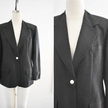 1980s Giorgio Sant'Angelo Black Linen Blend Jacket 