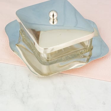 Antique Silverplate and Glass Sardine Box