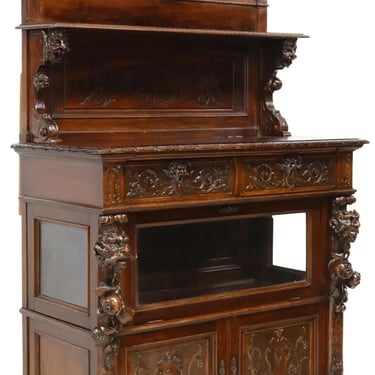 Antique Server, Display Case, Italian Renaissance Revival, Carved, 1800s
