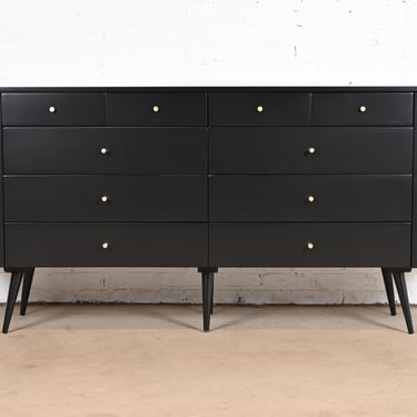 Paul McCobb Planner Group Black Lacquered 20-Drawer Dresser or Credenza, Newly Refinished