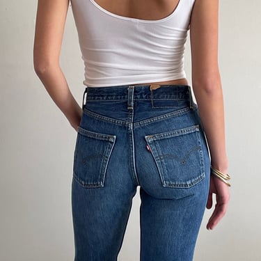 25 Levis 501 vintage faded jeans / vintage medium dark wash button fly boyfriend high waisted Levis for women 501 jeans USA | small size 25 