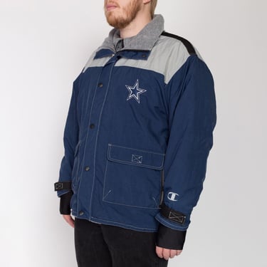 2X 90s Dallas Cowboys Champion Jacket | Vintage NFL Football Zip Up Windbreaker Winter Coat 