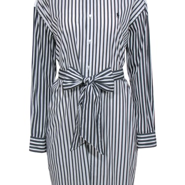 Polo Ralph Lauren - White &amp; Black Striped Belted Shirtdress Sz 14