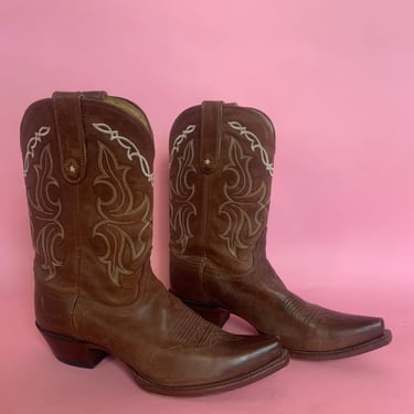Vintage Tony Lama Brown Cowboy Boots 