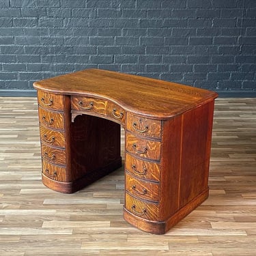 Antique English Arts & Crafts Oak Writing Desk, c.1920’s 