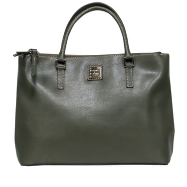 Dooney & Bourke - Olive Leather Tote Bag w/ Side Snaps