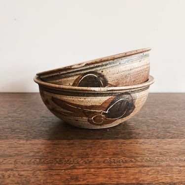 Vintage Studio Pottery Stoneware Bowls - Set of 2 