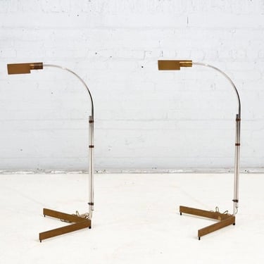 Cedric Hartman 2WV Adjustable Brass Floor Lamps, 1966