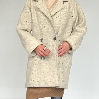 White Speckled Tweed Coat (L)