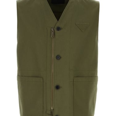 Prada Man Army Green Cotton Vest