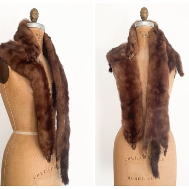 True vintage 1940’s genuine mink fur stole | head & tail fur wrap, ‘40s costume, dramatic accessory, vintage glamour 
