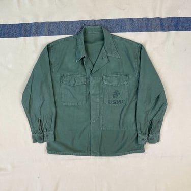 Size M - L Vintage Men’s P-56 P-58 USMC Cotton Sateen Utility Shirt with Map Pocket 