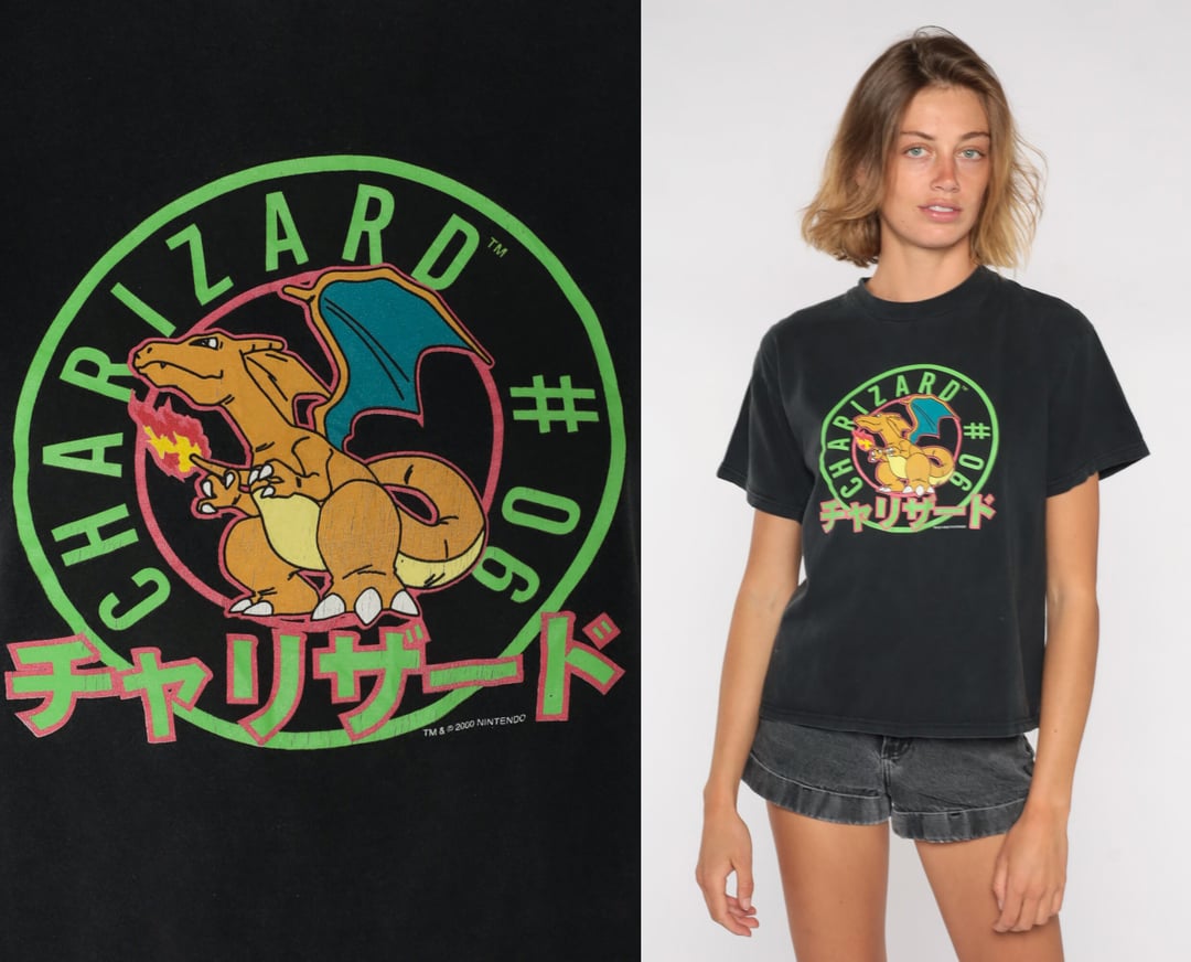 00s vintage NINTENDO POKÉMON TEE 青 DM551 - メルカリ