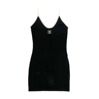 Chanel Black Logo Ribbed Dress