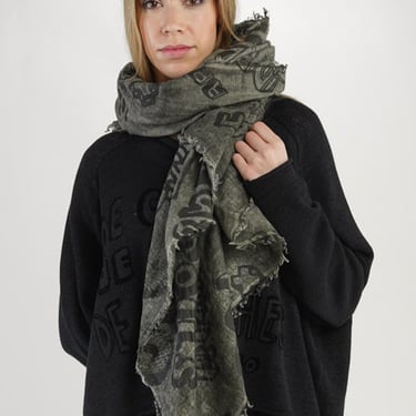 Over Dyed Printed Selvedge Edge Scarf in ROCK PRINT Only