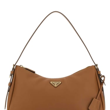 Prada Women Caramel Leather Large Aimee Shoulder Bag