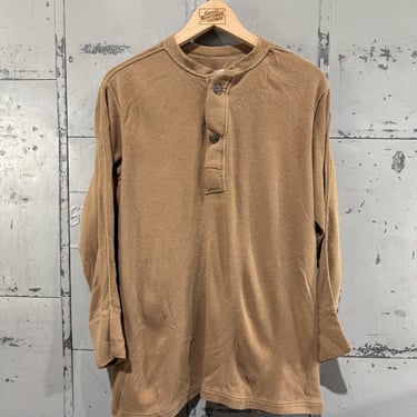 Vintage 1960s Military Wool Henley Undershirt  shirt Thermal Base Layer 