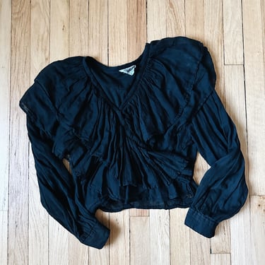 Vintage Indian Cotton Ruffled Blouse | Size SM 