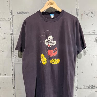 XL 80s Mickey mouse Tshirt 1980s classic logo distressed tshirt faded Disney 