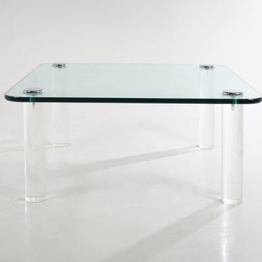 Lucite And Glass Coffee Table 