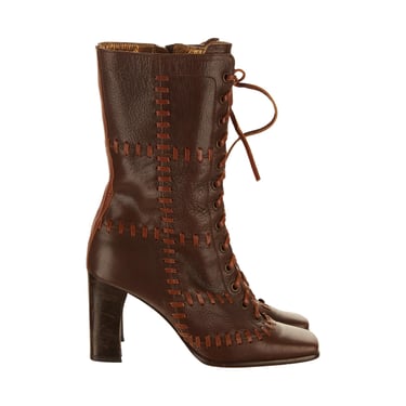 Dolce &amp; Gabbana Brown Tie Ankle Boots