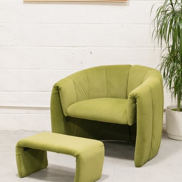 Green Lounge Chair &amp; Ottoman