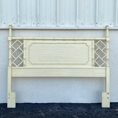 Faux Bamboo Queen Headboard by Dixie - Vintage Fretwork Hollywood Regency Palm Beach Bedroom Furniture 