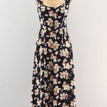 Vintage 1990s Dark Floral Dress