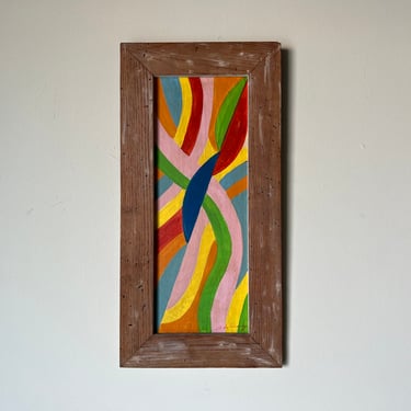70's Mid-Century Colorful Expressionist Abstract Painting, Signed 