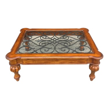 Ethan Allen Devereaux Iron and Wood Coffee Table 