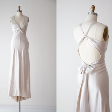 vintage wedding dress | 90s y2k Cachet greige minimalist simple low back mermaid wedding gown prom dress 