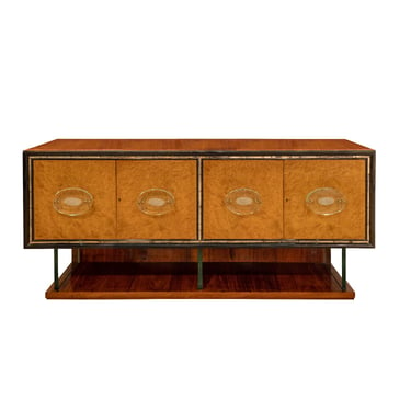 Stunning Italian Credenza with Fontana Arte Glass Elements 1950s