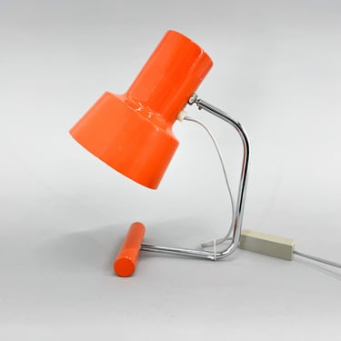 Mid Century Table Lamp by Josef Hůrka, 1960's / Vintage Table Lamp / Bedside Lamp / Orange 