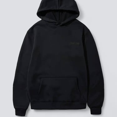 Jet Black Embroidered New York Chest Logo Hoodie