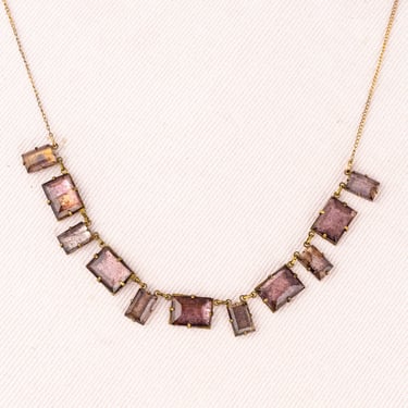 Vintage Czech Smoky Purple Crystal Necklace