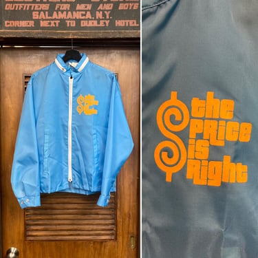 Vintage 1970’s -Deadstock- “The Price is Right” TV Game Show Mod Nylon Windbreaker Jacket, Original, 70’s Vintage Clothing 