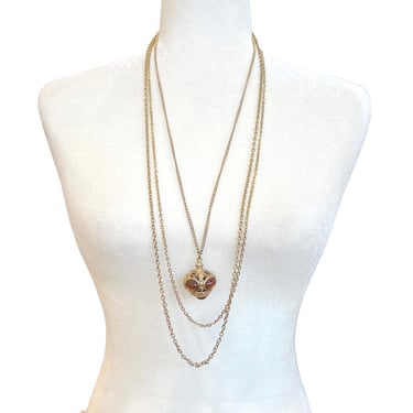 Vintage Gold Tone Pendant with Large Regal Style Charm, Renaissance Revival Necklace, Regal Style Jewelry, Fit for a Queen, Gift for Her 